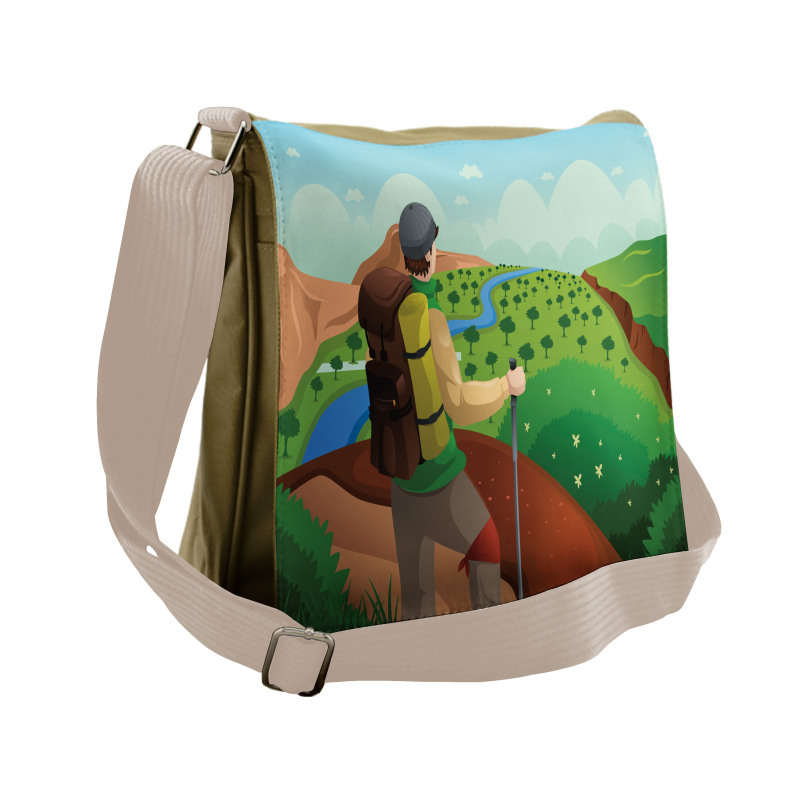 Man with a Backpack Hike Messenger Bag