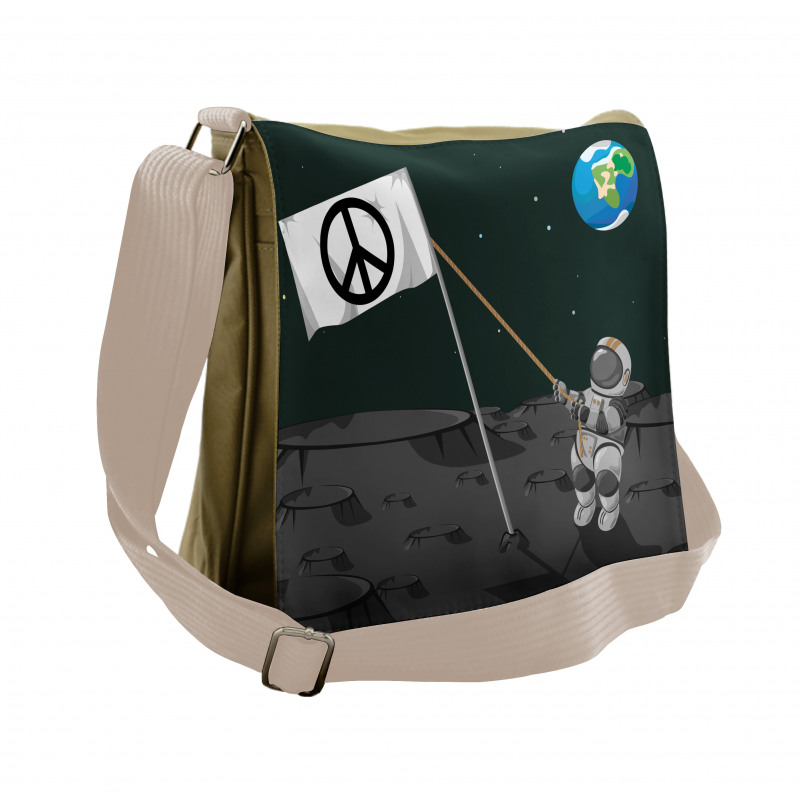 Astronaut Setting a Flag Messenger Bag