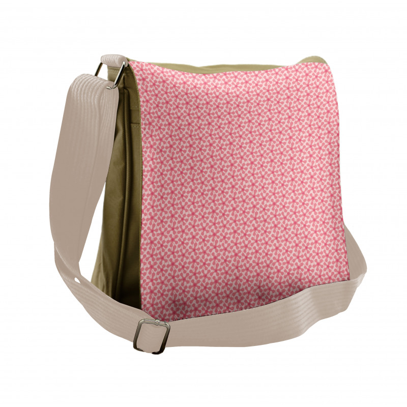 Wavy Lines and Flower Motif Messenger Bag