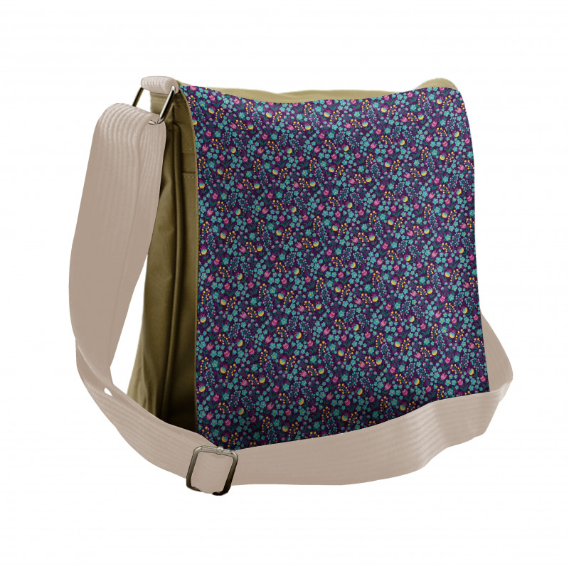 Springtime Floral Filed Art Messenger Bag