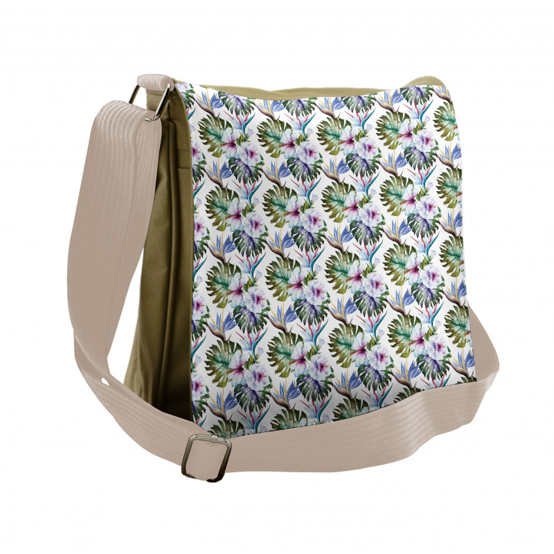 Colorful Exotic Flowers Art Messenger Bag