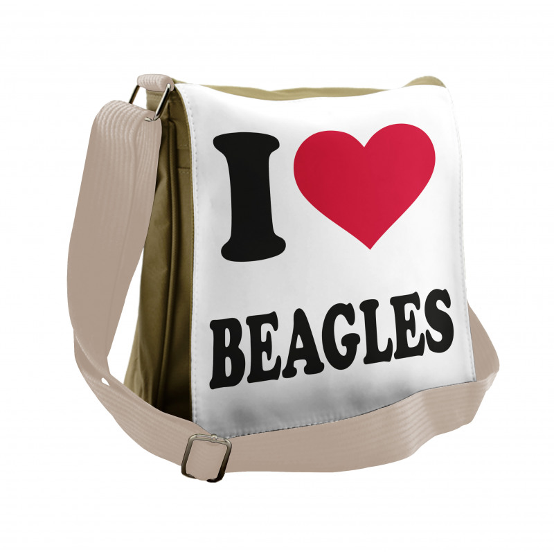 I Love Beagles Lettering Messenger Bag