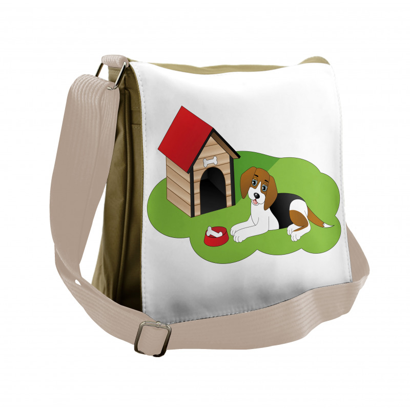 Dog House Bone Grass Graphic Messenger Bag