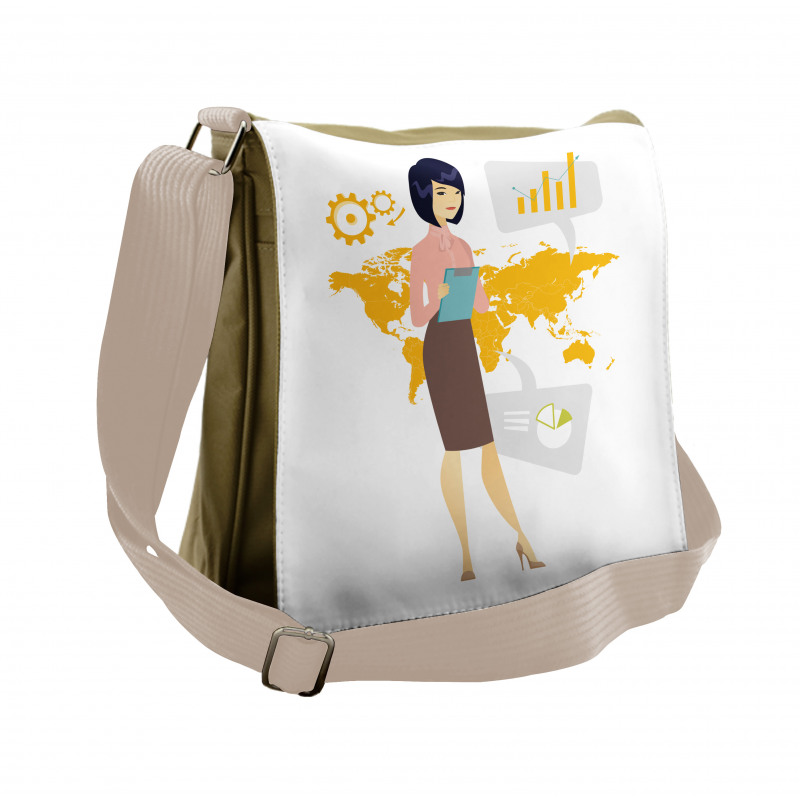 Businesswoman Notepad Messenger Bag