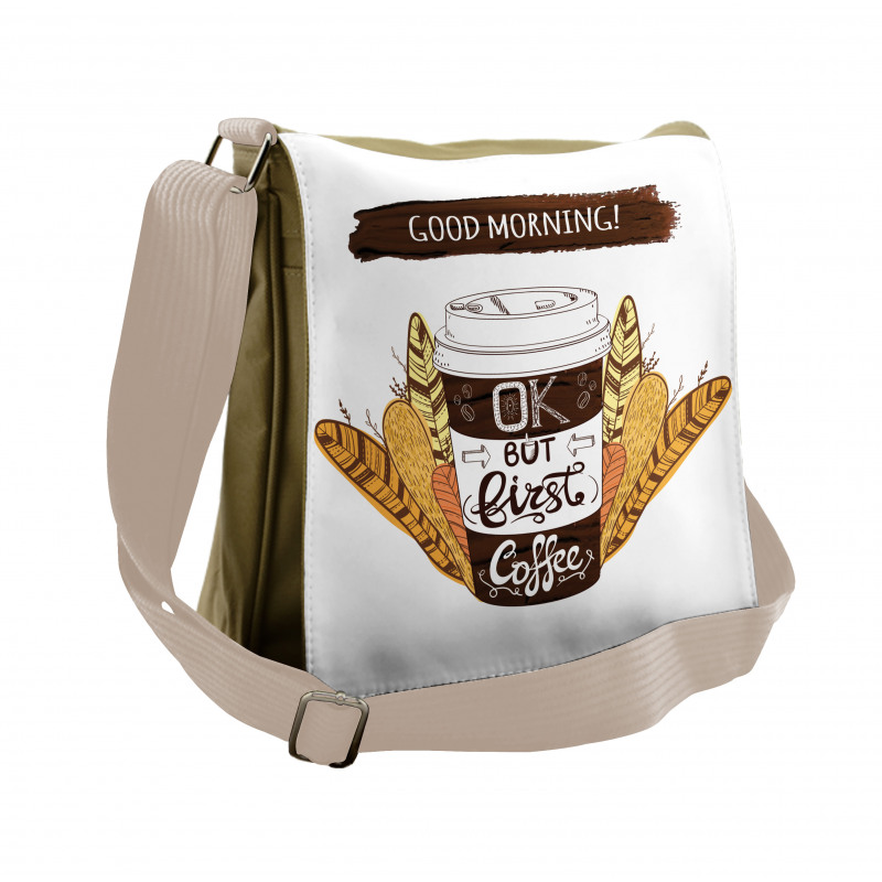 Cup and Leaves Messenger Bag