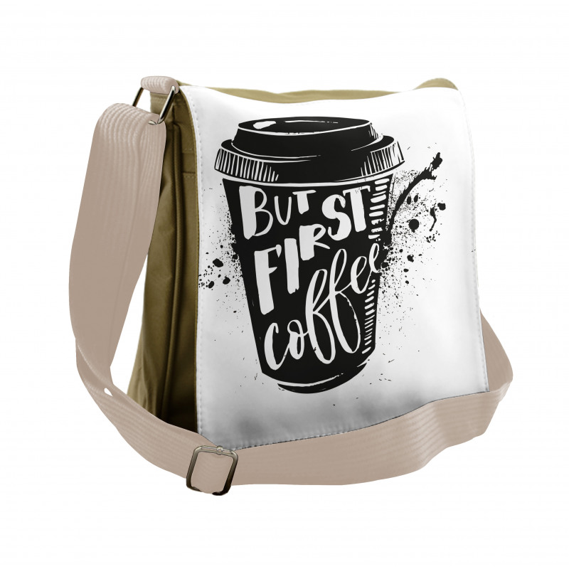 Black White Cup Messenger Bag