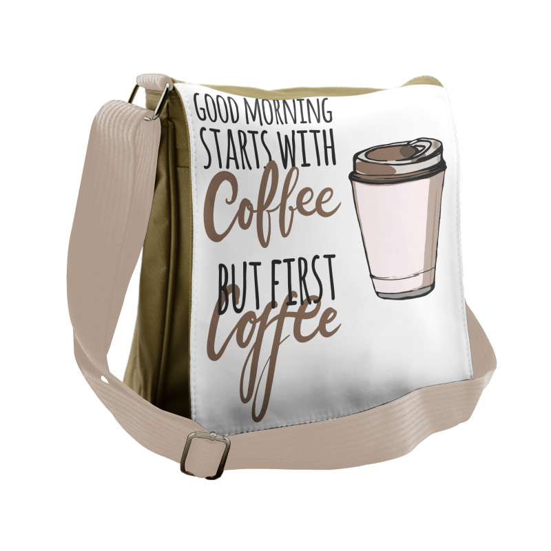 Morning Starts Cup Messenger Bag