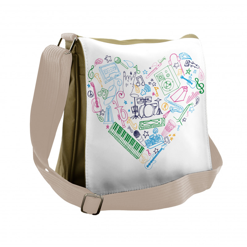 Colorful Instrument Drawings Messenger Bag