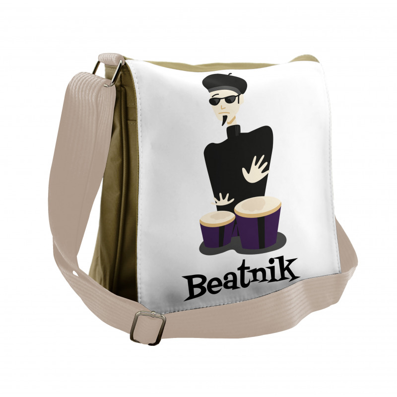 Beatnik Wording Cool Drummer Messenger Bag