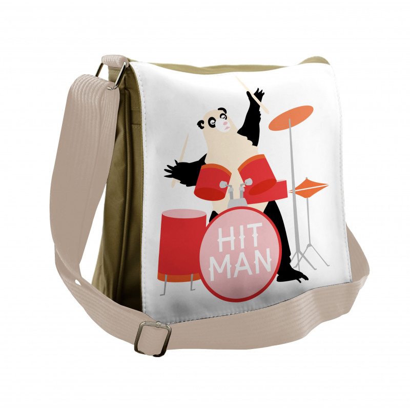 Whimsical Panda Hit Man Text Messenger Bag