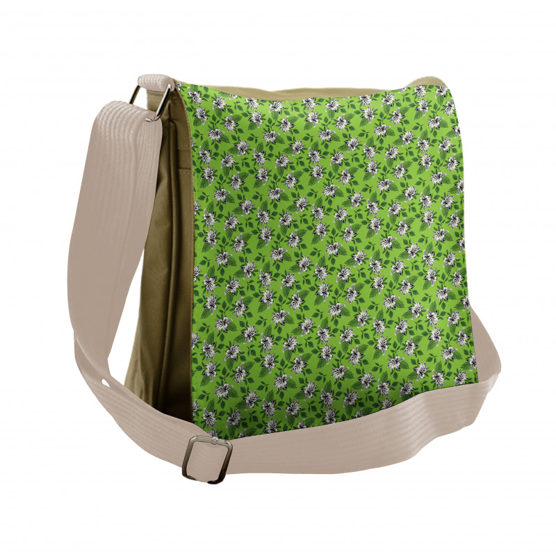 Exotic Graphic Flowers Leaves Messenger Bag