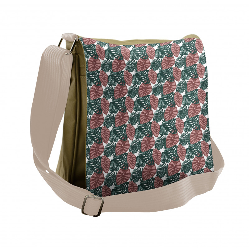 Silhouettes of Philodendron Messenger Bag