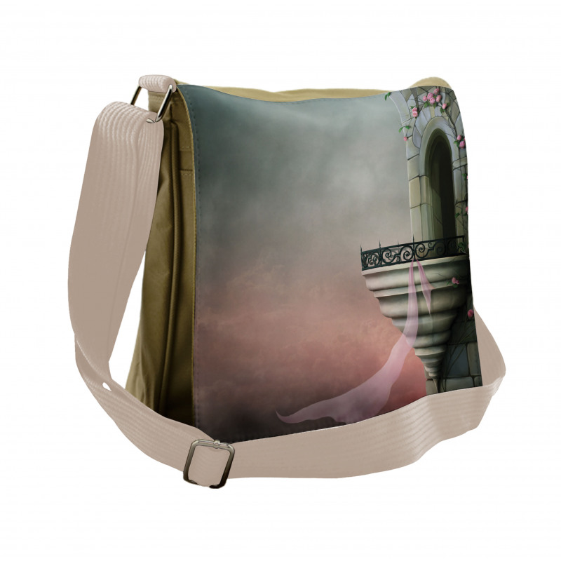 Old Medieval Tower Rose Messenger Bag