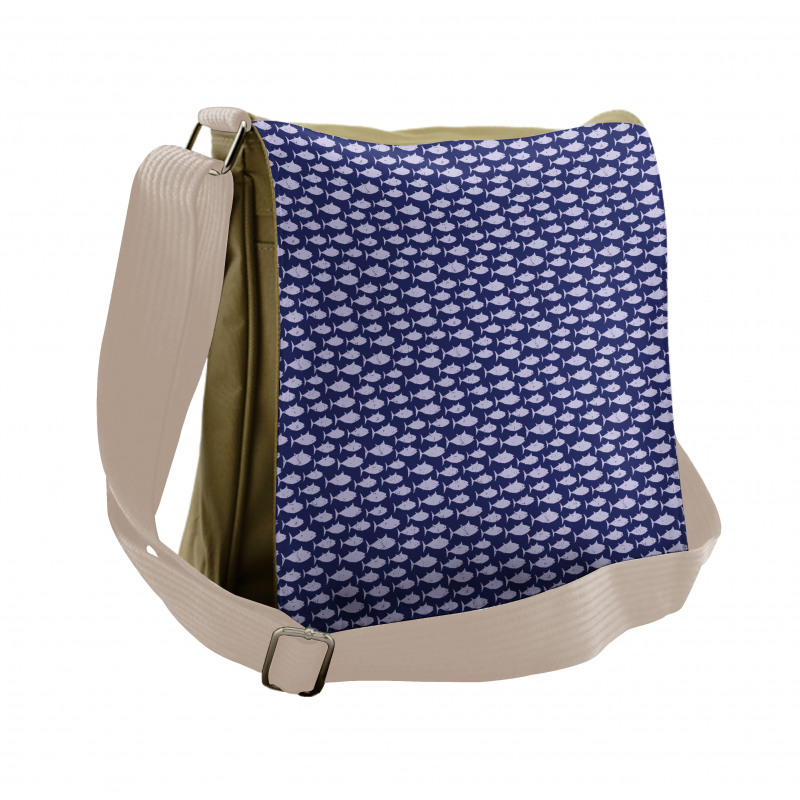 Monotone Fish Pattern Messenger Bag