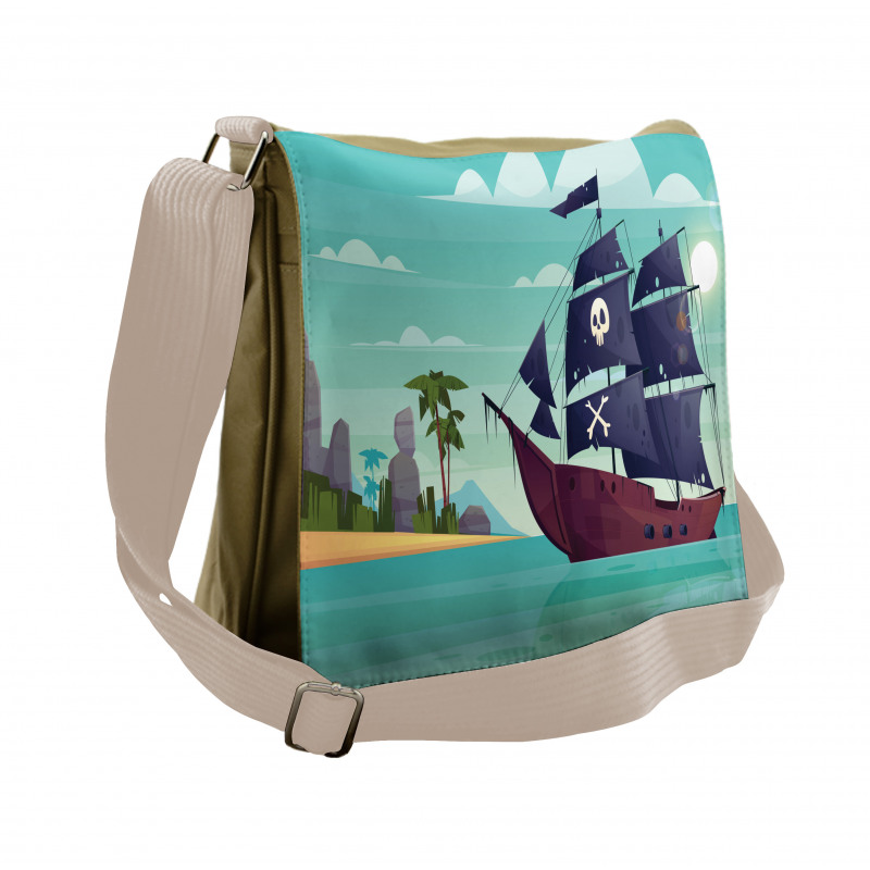 Pirate Ship on Water Messenger Bag