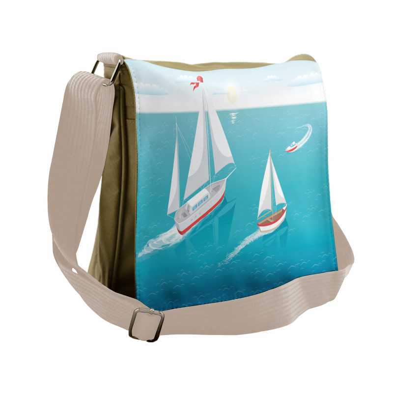 Sailing Boats and Sun Messenger Bag