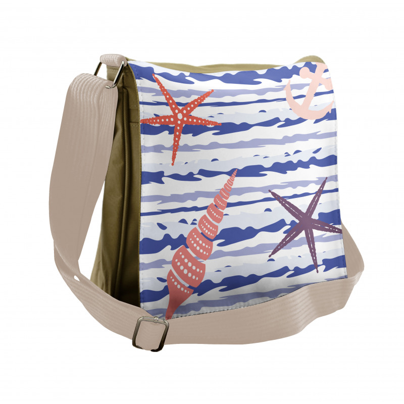 Wavy Stripes Starfish Messenger Bag