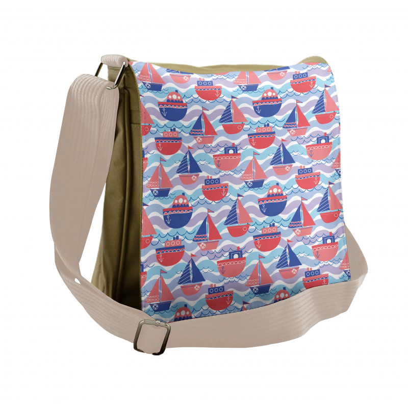 Sailing Boats Wave Graphic Messenger Bag