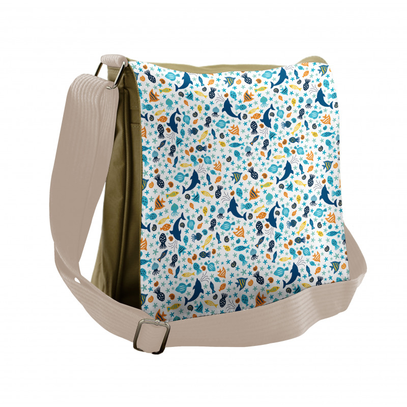 Dolphin Star Jellyfish Shells Messenger Bag