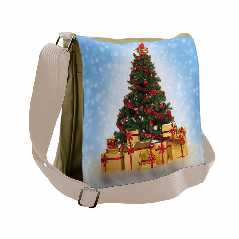 Fir Tree Snowy Weather Messenger Bag