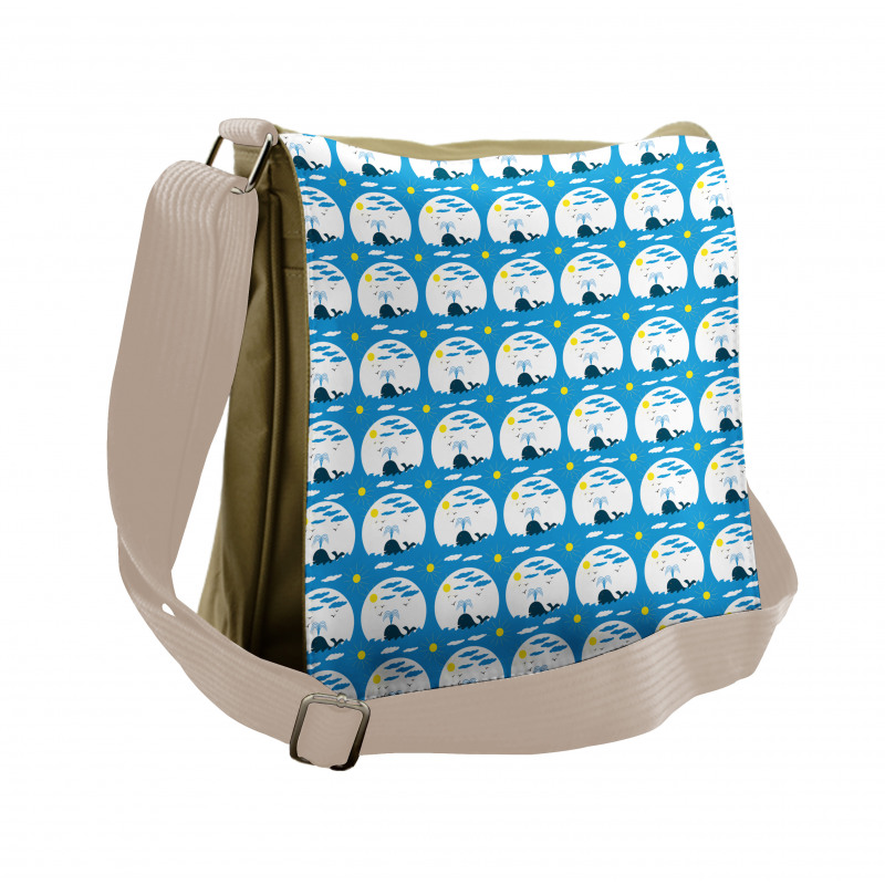 Sunrays Waves Clouds Circles Messenger Bag