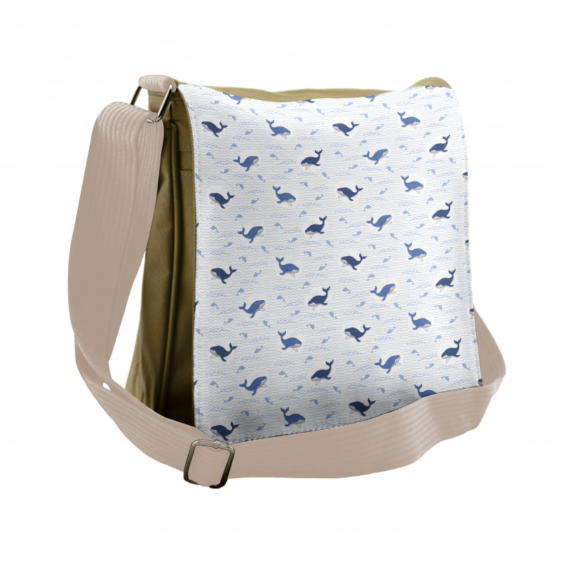 Fish Big Mammal Wave Graphic Messenger Bag