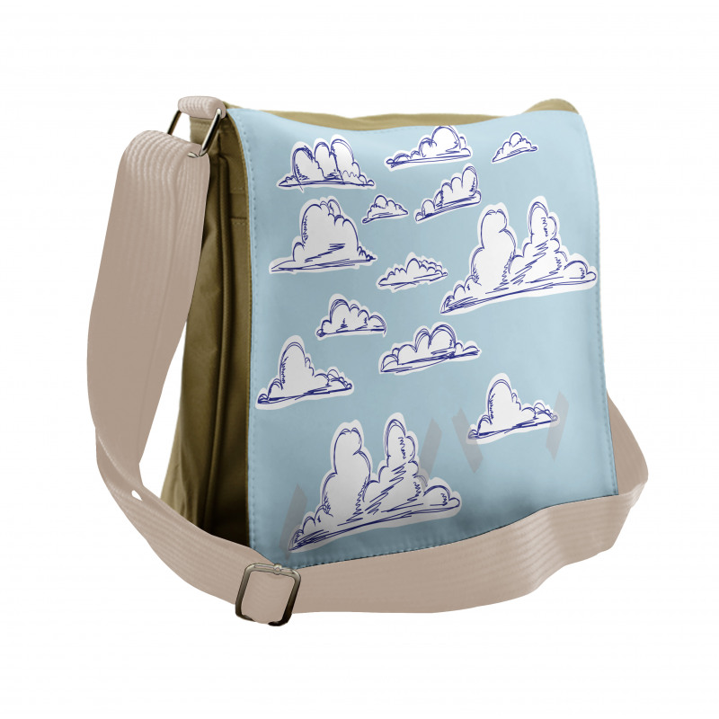 Fluffy Clouds Sketch Art Messenger Bag