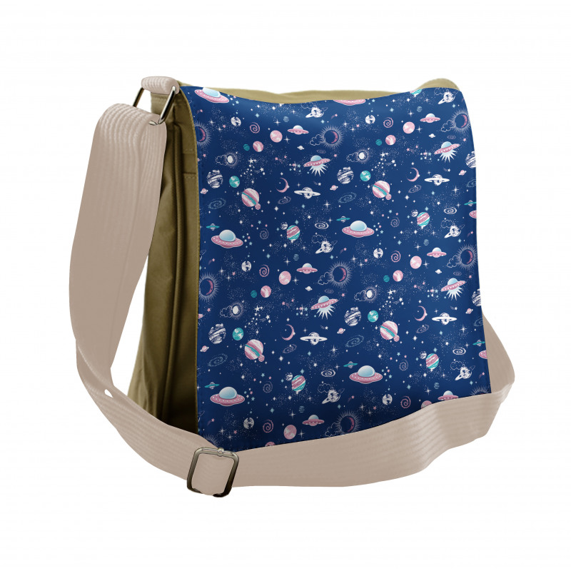 Galaxy Planets Stars Art Messenger Bag