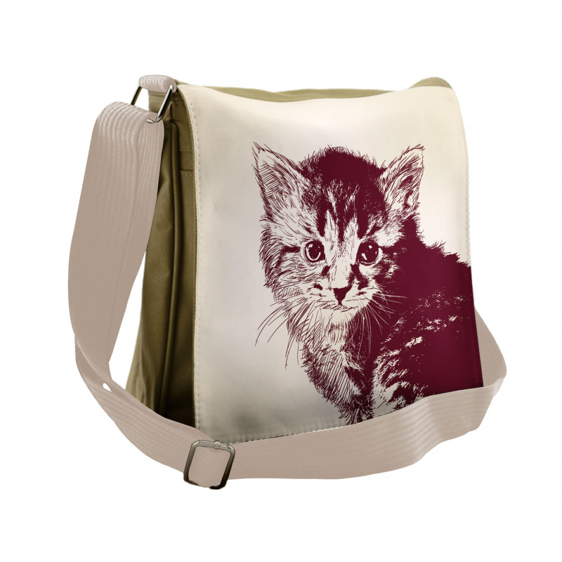 Grunge Retro Kitty Cat Messenger Bag