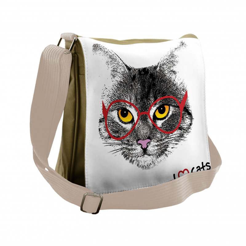 Nerd Cat with Glasses Messenger Bag