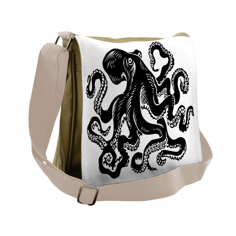 Monochrome Animal Sketch Messenger Bag