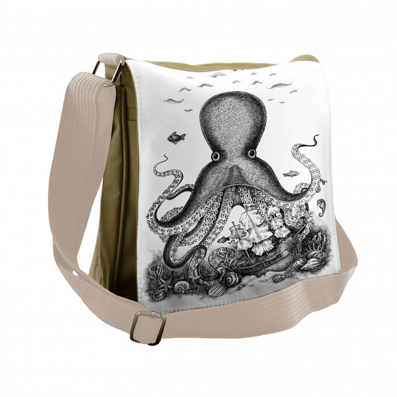 Sea Animal near a Shipwreck Messenger Bag