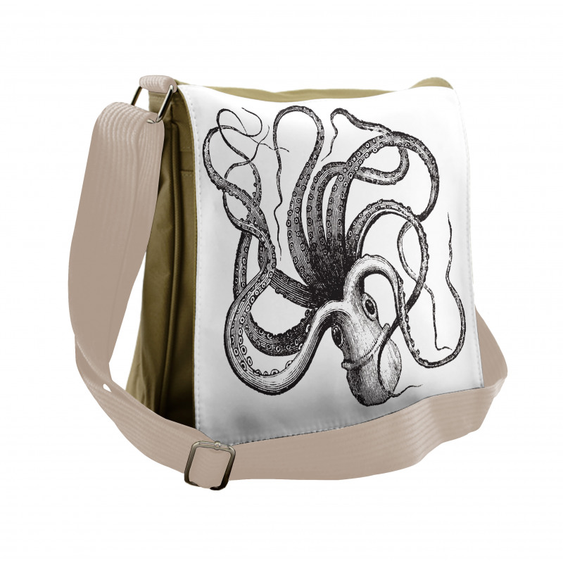 Engraved Sea Animal Image Messenger Bag