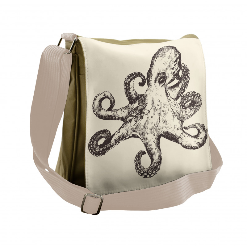 Retro Sea Animal Sketch Messenger Bag