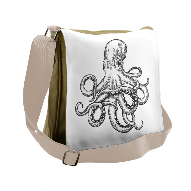 Sea Animal Hand Drawn Image Messenger Bag