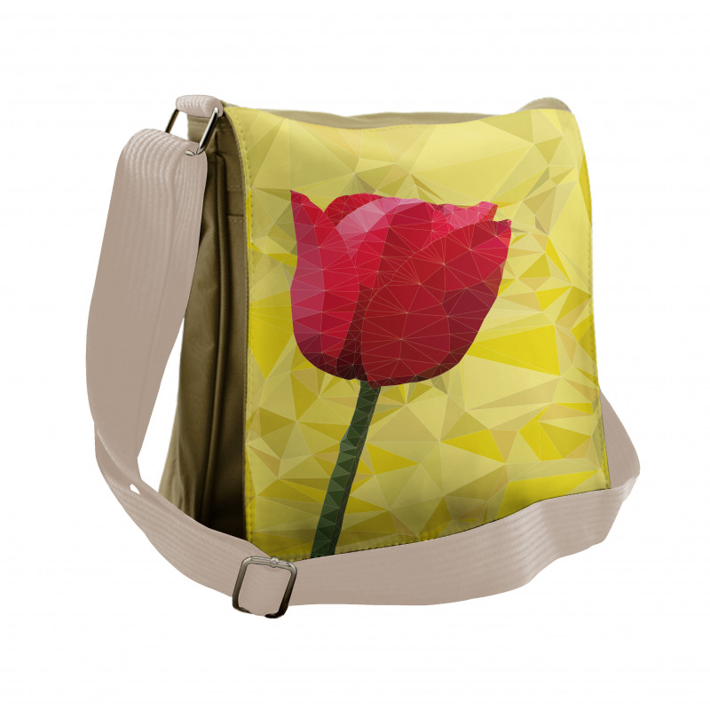 Geometric  Blooming Tulip Messenger Bag