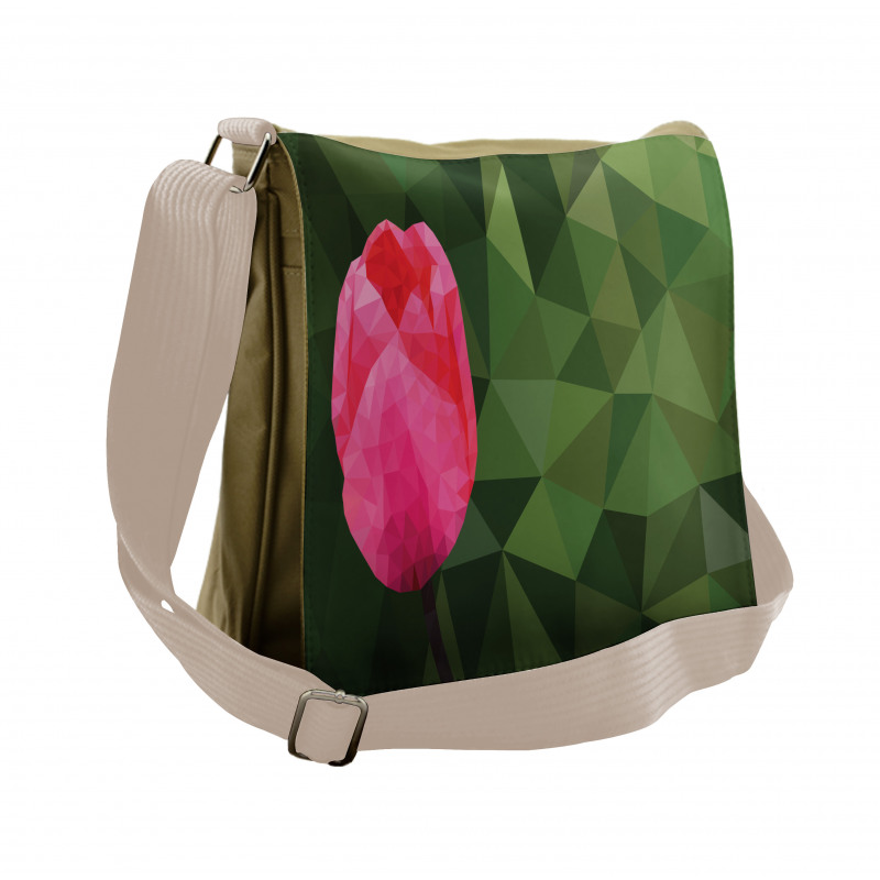 Geometric Tulip on Mosaic Messenger Bag