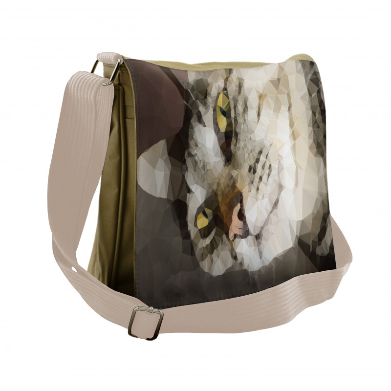 Low Poly Art Cat Portrait Messenger Bag