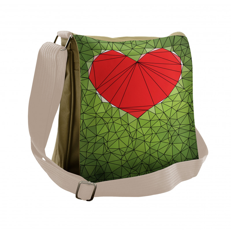 Geometric Mosaic Art Heart Messenger Bag