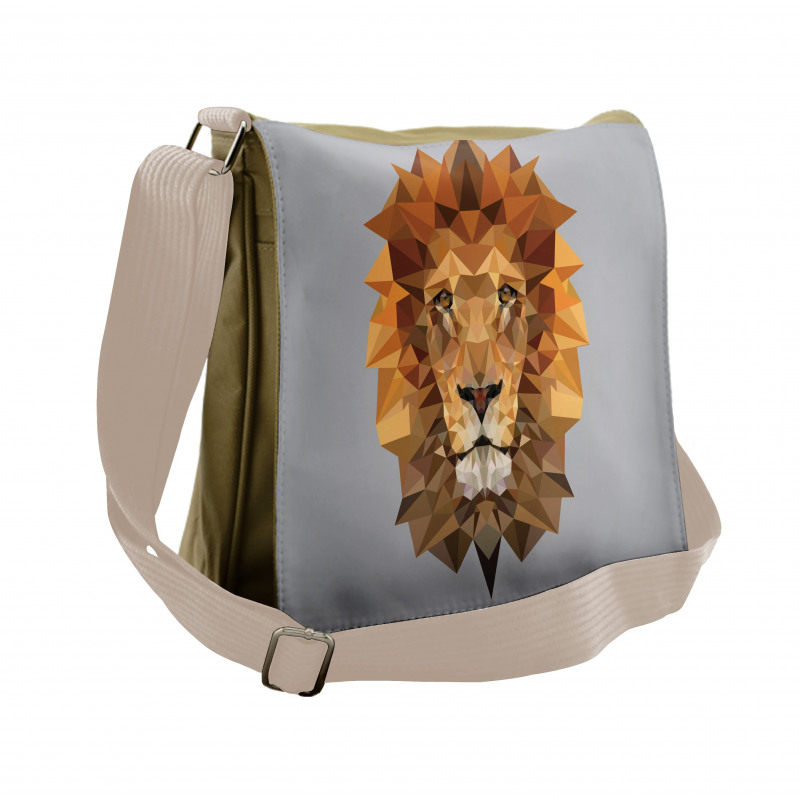 Lion in Geometric Details Messenger Bag