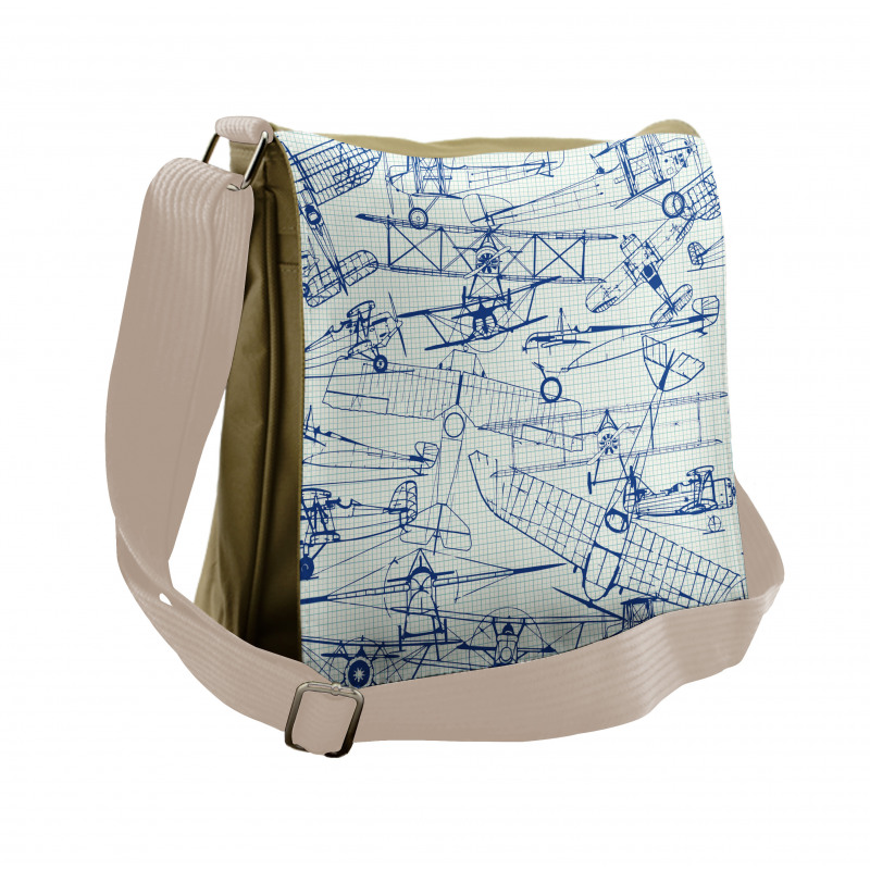 Old Airplane Drawing Messenger Bag