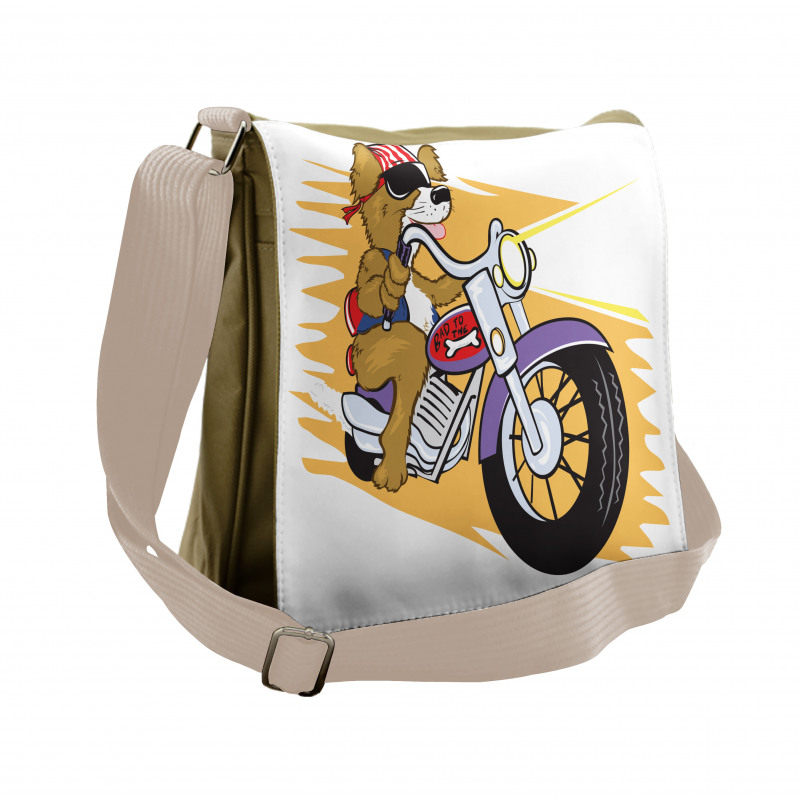 Doggie on a Motorcycle Messenger Bag