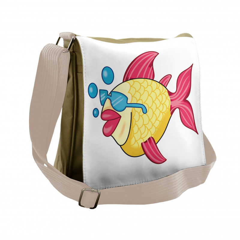 Funny Fish Vacationing Messenger Bag