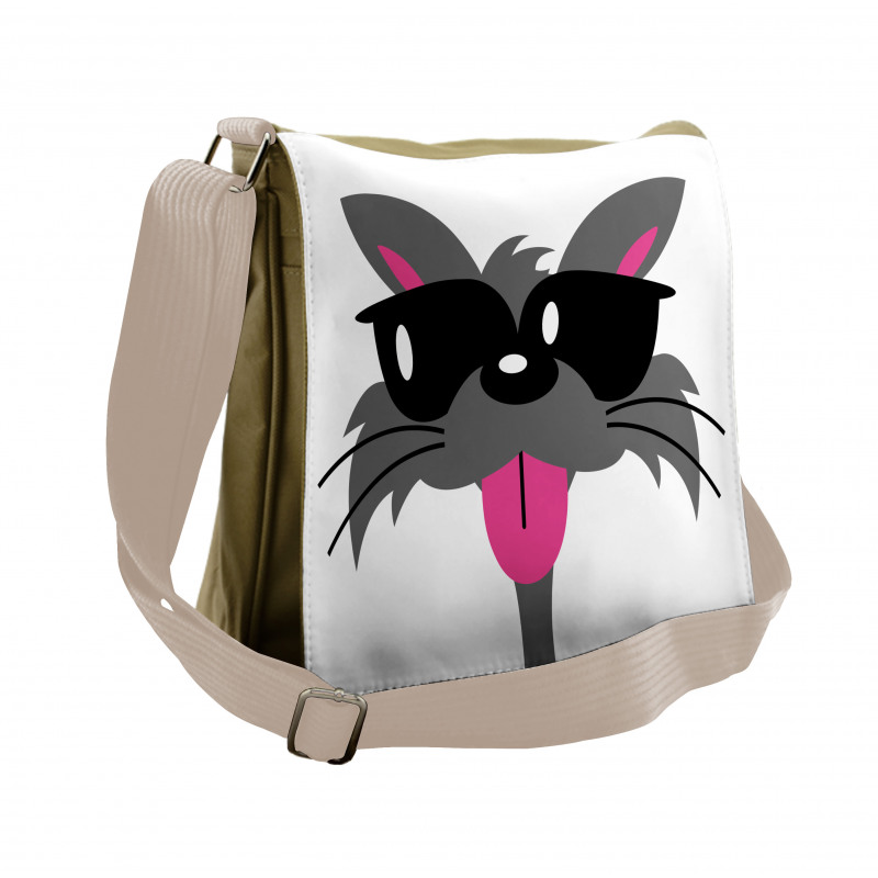 Pattern of a Cat Head Messenger Bag