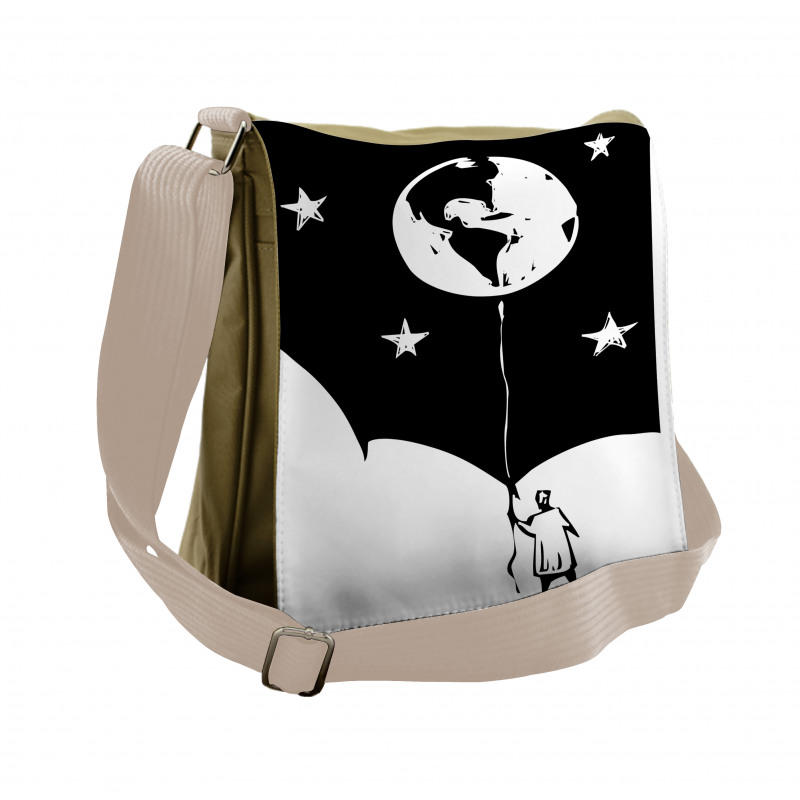 Boy Looking Up Stars Earth Messenger Bag