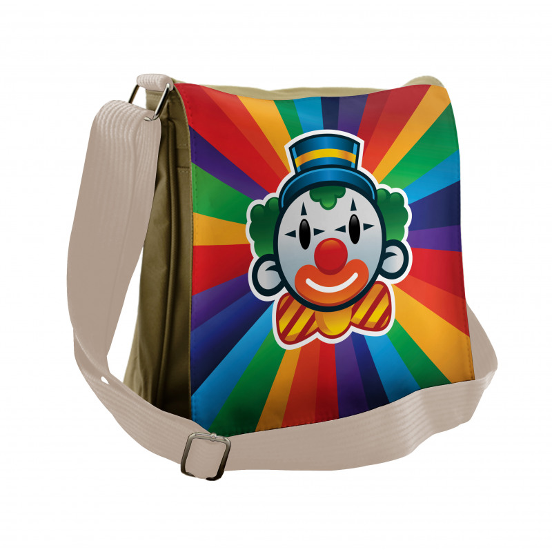 Clown Face Colorful Stripes Messenger Bag