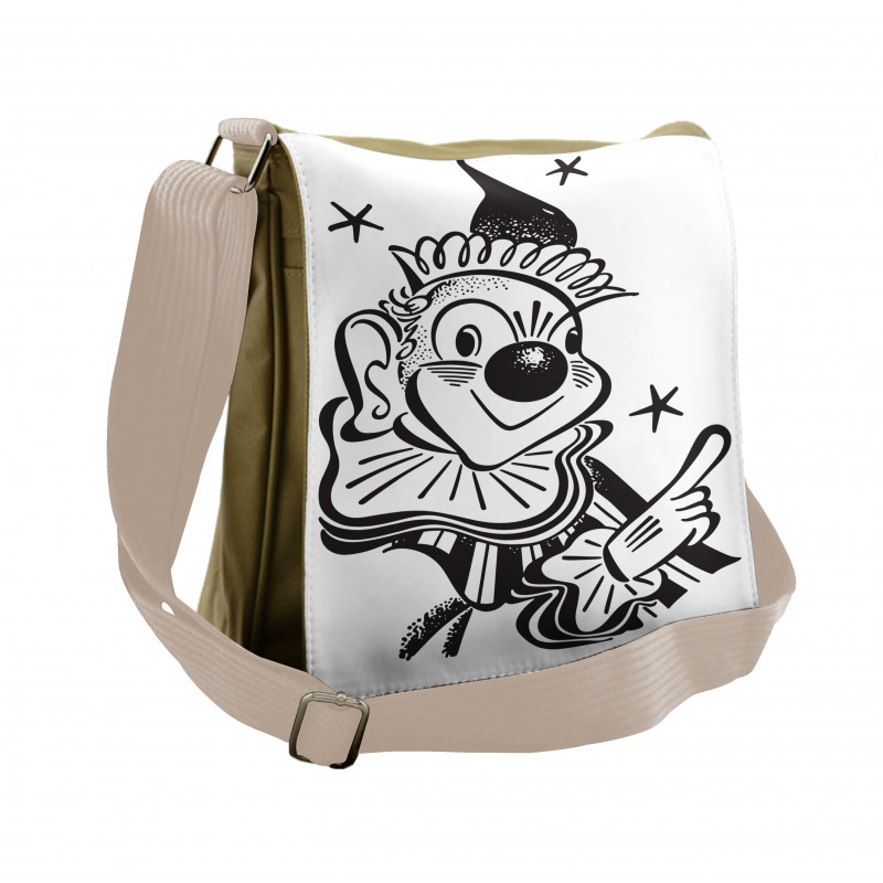 Whimsical Clown Portrait Messenger Bag