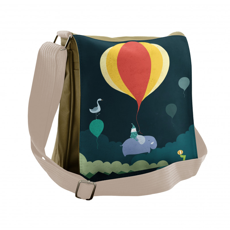 Hot Air Balloon and Animals Messenger Bag