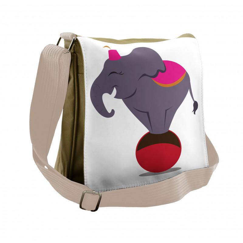 Elephant Standing on a Ball Messenger Bag