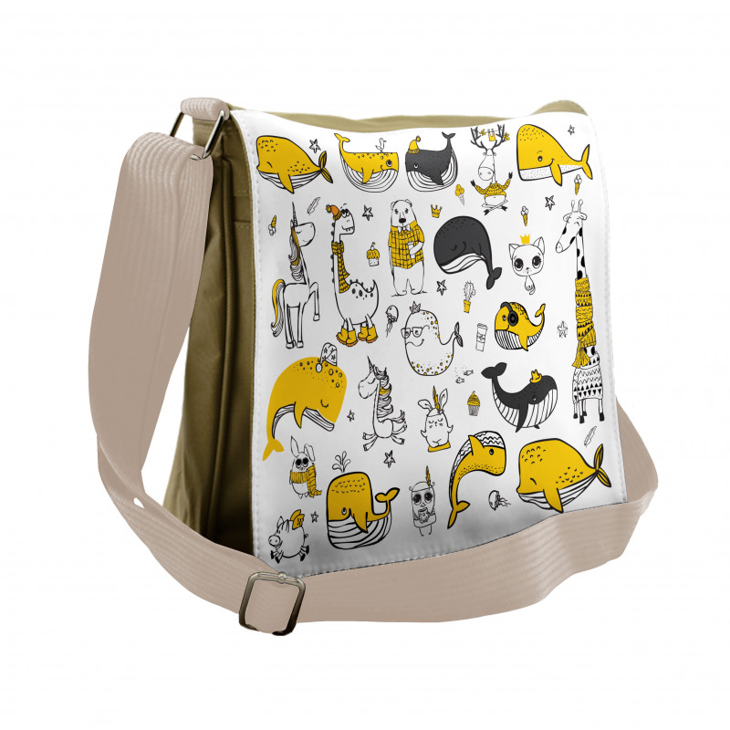 Hipster Style Animal Motifs Messenger Bag